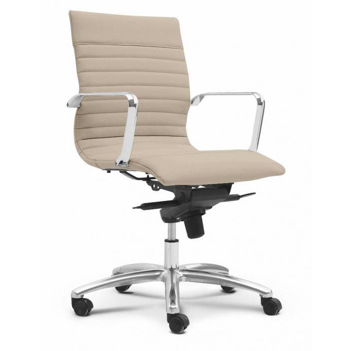 Sangui Ribbed Mid-Back Leather Chair