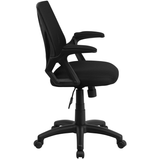 Mid-Back Designer Black Mesh Swivel Task Office Chair with Open Arms