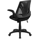 Mid-Back Designer Black Mesh Swivel Task Office Chair with Open Arms
