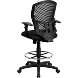 Mid-Back Designer Back Drafting Chair with Fabric Seat and Adjustable Arms