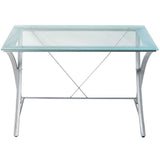 Realspace Zentra Outlet Main Desk, 30"H x 48"W x 28"D, Silver/Clear