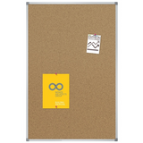 Quartet Economy Natural Cork Bulletin Board With Aluminum Frame, 48" x 36", Brown/Silver