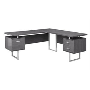 Monarch Specialties L-Shaped Particleboard Corner Computer Desk, Gray