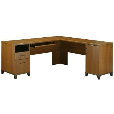 (Scratch and Dent) Bush Furniture Achieve L Shaped Desk, Warm Oak,