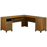 (Scratch and Dent) Bush Furniture Achieve L Shaped Desk, Warm Oak,