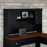 Bush Furniture Outlet Fairview Hutch for L Shaped Desk, Antique Black/Hansen Cherry