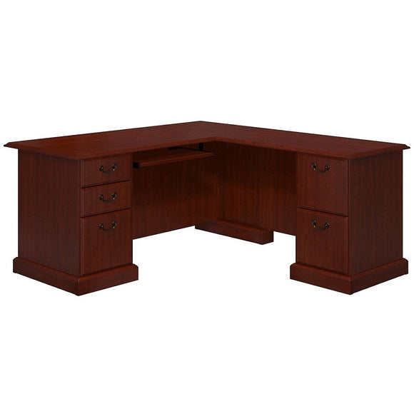 kathy ireland Outlet Office by Bush Business Furniture Bennington L Shaped Desk, Harvest Cherry