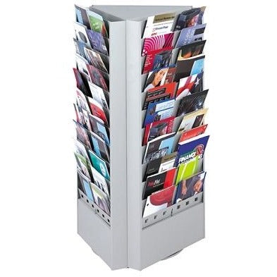 Safco Outlet 66/33-Pocket Steel Rotary Brochure Rack, Gray