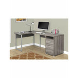 (Scratch and Dent) Monarch Specialties L-Shaped Computer Desk With 2 Drawers, Dark Taupe