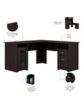 Bush Furniture Cabot L Shaped Desk, Espresso Oak (WC31830-03K)