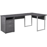 (Scratch & Dent) Monarch Specialties L-Shaped Computer Desk With 2 Drawers, Gray