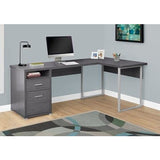 Monarch Specialties L-Shaped Computer Desk With 2 Drawers, Gray