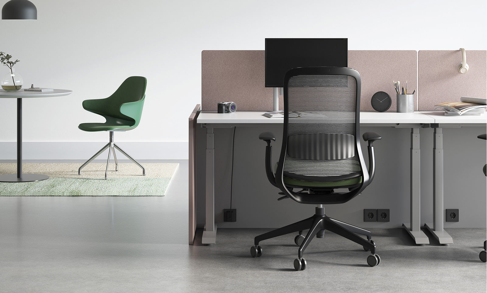 Stella Executive Ergonomic High-Back Mesh Chair with Headrest, Champagne