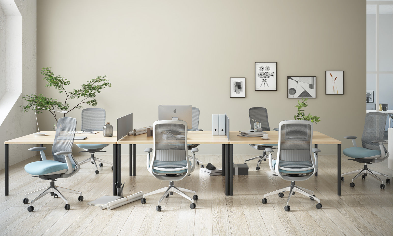 Stella Executive Ergonomic High-Back Mesh Chair with Headrest, Champagne