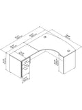 (Scratch and Dent) Bush Business Furniture Components 60"W x 43"D Bow Front L Shaped Desk With 36"W Return And 3 Drawer Mobile File Cabinet, Left Handed, Hansen Cherry
