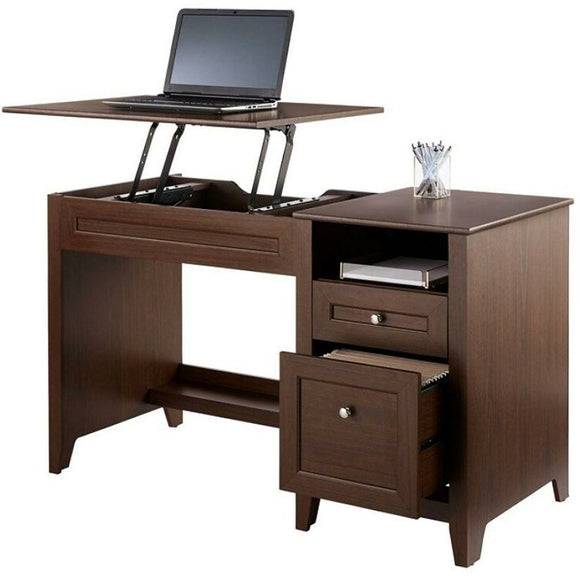 (Scratch & Dent) Realspace Outlet Premium Modern Manual Height-Adjustable Desk, Mocha