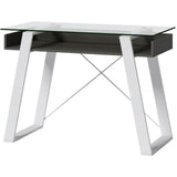 (Scratch & Dent) Elle Décor Outlet Lara 42"W Writing Desk, Cool Gray/Snow White