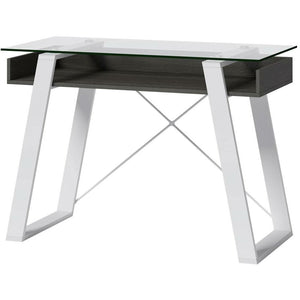 Elle Décor Outlet Lara 42"W Writing Desk, Cool Gray/Snow White
