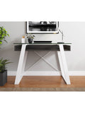(Scratch & Dent) Elle Décor Outlet Lara 42"W Writing Desk, Cool Gray/Snow White