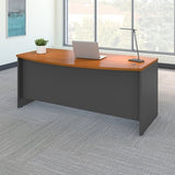 (Scratch & Dent) Bush Business Furniture Outlet Components Bow Front Desk, 72"W x 36"D, Natural Cherry/Graphite Gray