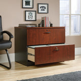 (Scratch & Dent) Sauder Outlet Via Wood Letter/Legal Size Lateral File Cabinet, Classic Cherry/Soft Black