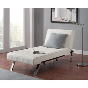 DHP Emily Bonded Leather Chaise Lounger, Vanilla