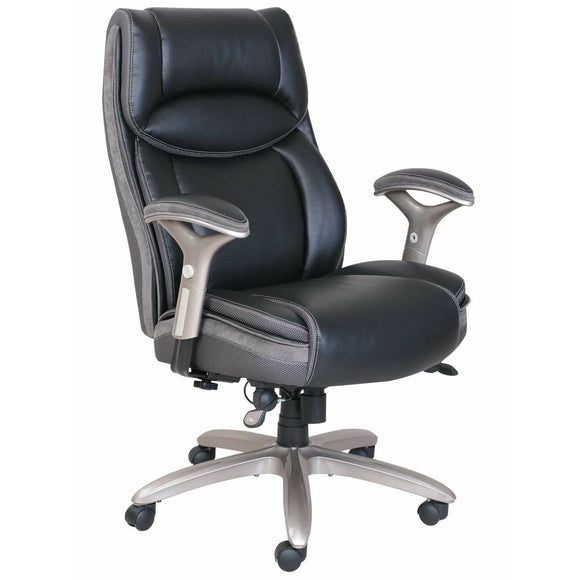 Serta Smart Layers Jennings Big And Tall Bonded Leather High-Back Executive Chair, Black/Slate