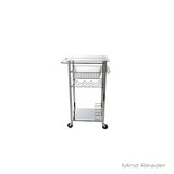Mind Reader 1-Drawer Glass-Top Mobile Kitchen Cart, Silver