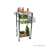Mind Reader 1-Drawer Glass-Top Mobile Kitchen Cart, Silver