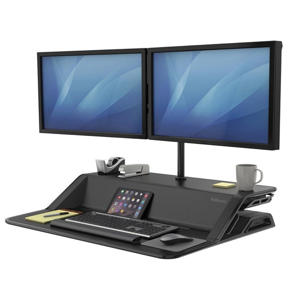 Fellowes Outlet Lotus Sit-Stand Adjustable Workstation, Black