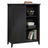 (Scratch and Dent) Sauder Outlet Summit Station 52"H Bookcase With Sliding Door, Raven Oak