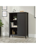 (Scratch and Dent) Sauder Outlet Summit Station 52"H Bookcase With Sliding Door, Raven Oak