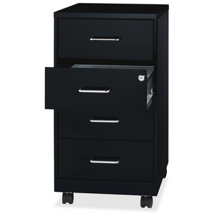(SCRATCH & DENT) Lorell Outlet 26-1/2"D Vertical 4-Drawer Mobile Storage Cabinet, Metal, Black