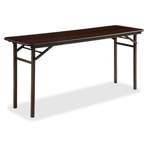 (Scratch & Dent) Lorell Laminate Folding Banquet Table, 5'W, Mahogany