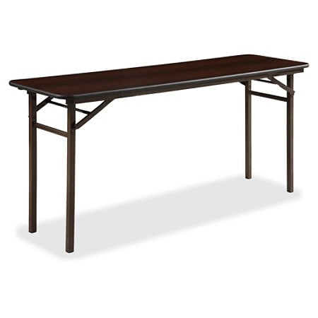 (Scratch & Dent) Lorell Laminate Folding Banquet Table, 5'W, Mahogany