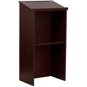 Flash Furniture Stand-Up Wood Lectern, 45-3/4"H x 23"W x 15"D, Mahogany