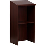 Flash Furniture Stand-Up Wood Lectern, 45-3/4"H x 23"W x 15"D, Mahogany