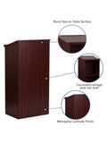 Flash Furniture Stand-Up Wood Lectern, 45-3/4"H x 23"W x 15"D, Mahogany