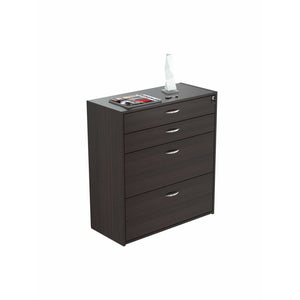 Inval 35 2/5"W Lateral 4-Drawer File Cabinet, Espresso Wengue