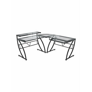 Z-Line Designs Feliz L-Shaped Glass Computer Desk, Black