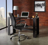 Realspace Modern Comfort Series Winsley Bonded Leather Managerial Mid-Back Chair, Black/Silver