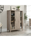 Sauder Outlet Summit Station 52"H Bookcase With Sliding Door, Laurel Oak