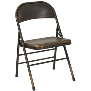 Bristow Steel Folding Chairs, Distressed Antique Copper, Set Of 2