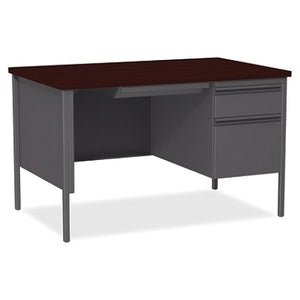 (Scratch & Dent) Lorell Fortress Series Steel Pedestal Desk, Right-Handed, Charcoal/Mahogany