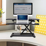 FlexiSpot AlcoveRiser Sit-To-Stand Corner Desk Converter, 35"W, Black