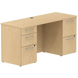 Bush Business Furniture 300 Series Office Desk With 2 Pedestals 60"W, Natural Maple