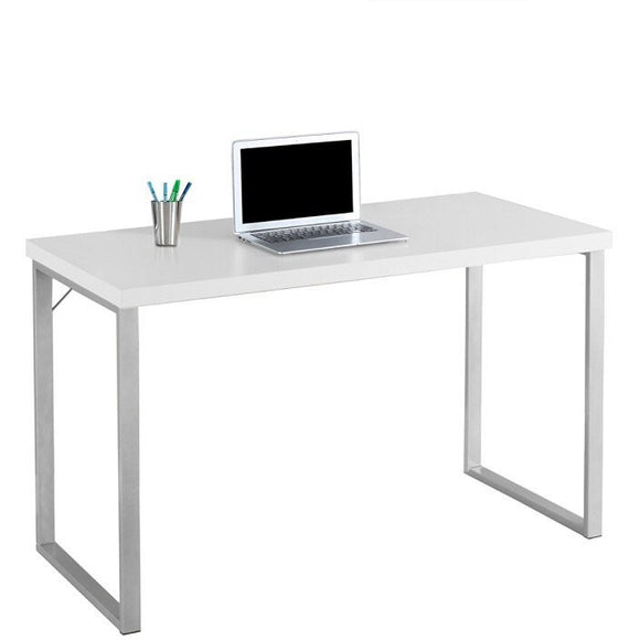 Monarch Specialties Contemporary Computer Desk, White/Silver
