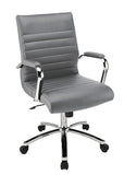 Realspace Modern Comfort Series, Winsley, Bonded Leather Managerial Mid-Back Chair, Gray/Chrome