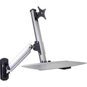 DoubleSight Displays Ergonomic Sit/Stand Monitor Arm and Keyboard Tray Wall Mount, 24" lb Support, 30" Screen Support, 24 lb Load Capacity