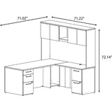Bush Outlet 300 Series L Shaped Desk With Hutch And 2 Pedestals 72"W x 30"D, Natural Maple